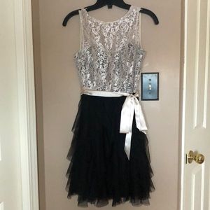 Blush Pink Lace and Black Dress